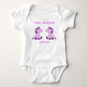 Body Para Bebê Lindas irmãs gêmeas do Unicórnio Baby Bodysuit