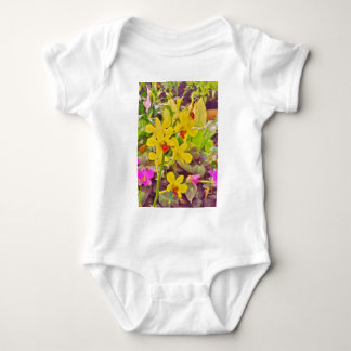 Body Para Bebê Lindas orquídeas de outono amarelas