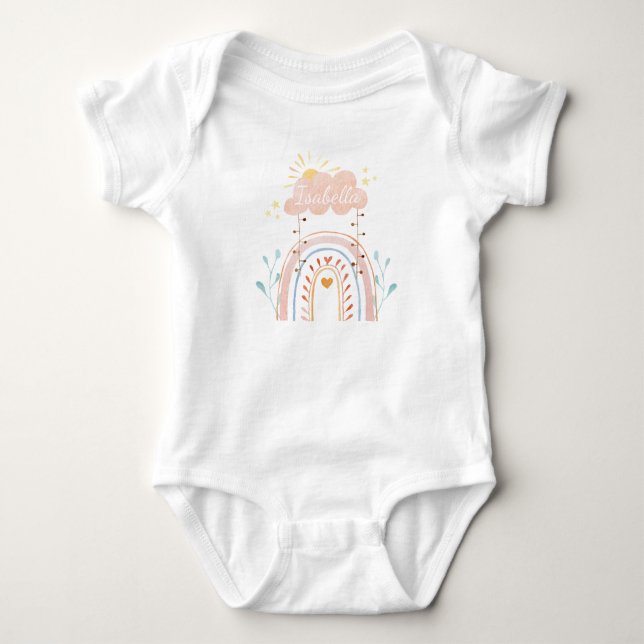 Body Para Bebê Lindo Arco-Íris Aquarela (Frente)