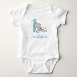 Body Para Bebê Lindo Azul 1º Aniversário