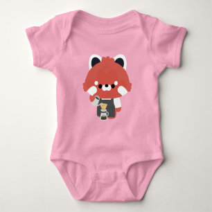 Body Para Bebê Lindo Barista Panda Vermelho