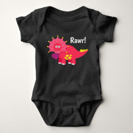 Body Para Bebê Lindo Dinossauro Adorável Rawr! com corações