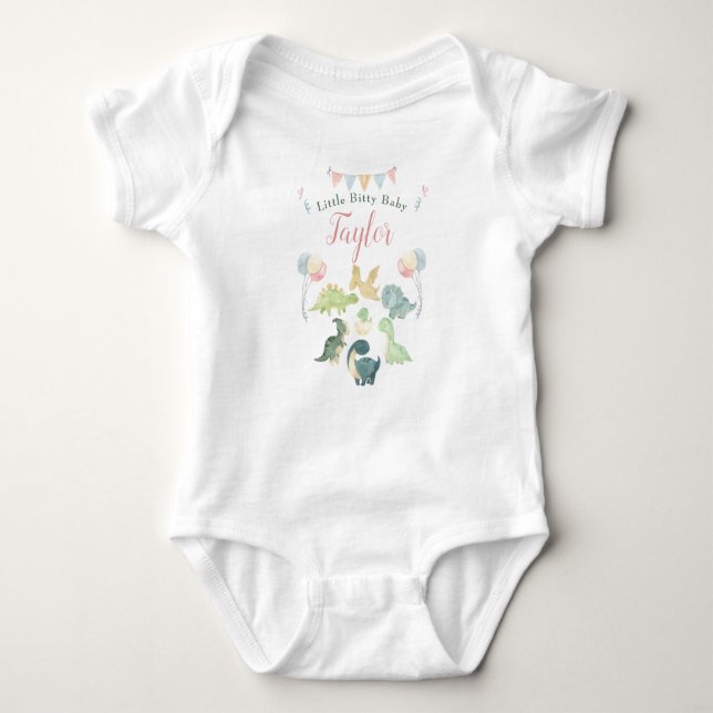 Body Para Bebê Lindo Dinossauro Aquarela Bebê Personalizado (Frente)