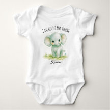 Lindo Elefante Verde Neutro Eu Sou Gentil e Forte