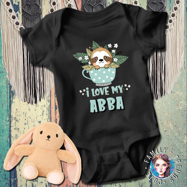 Body Para Bebê Lindo Guaxinim Floral Kawaii Eu Amo Meu Abba (Criador carregado)
