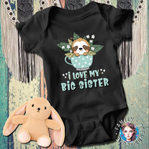 Body Para Bebê Lindo Guaxinim Floral Kawaii Eu Amo Minha Irmã Mai