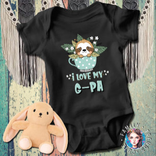 Body Para Bebê Lindo Kawaii Floral de Guaxinim Eu Amo Meu Avô