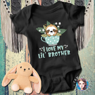 Body Para Bebê Lindo Kawaii Guaxinim Floral Eu Amo Meu Irmãozinho