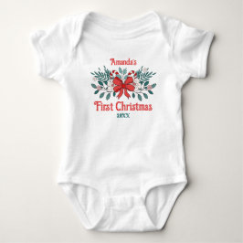 Body Para Bebê Lindo Laço e Flor Primeiro Natal do Bebê