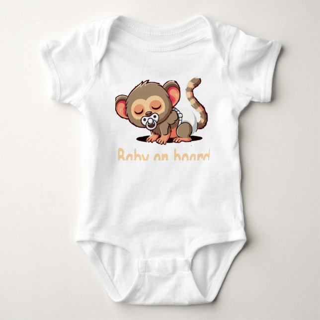 Body Para Bebê Lindo Macaco Adormecido de Desenho Animado | Bebê  (Frente)