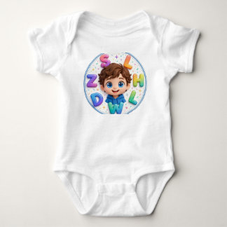Body Para Bebê Lindo Menino 3D Letras Coloridas do Alfabeto Bodys