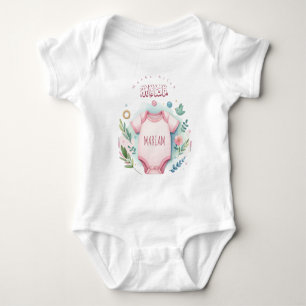Body Para Bebê Lindo Nome Islâmico Mashallah Floral Aquarela