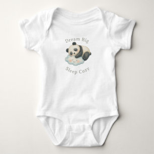 Body Para Bebê Lindo Panda Sonolento na Nuvem Aquarela