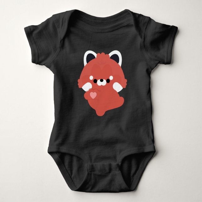 Body Para Bebê Lindo Panda Vermelho do Amor (Frente)