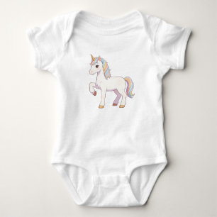 Body Para Bebê Lindo Unicórnio Arco-Íris Pastel Levantando Casco 