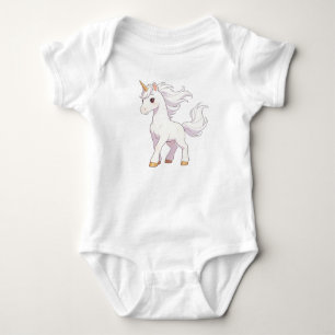 Body Para Bebê Lindo Unicórnio Branco Puro com Crina Fluindo Kawa