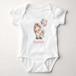 Body Para Bebê Lindo Unicórnio com Balões de Aniversário