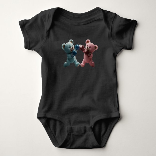 Body Para Bebê Lindo ursinho de pelúcia boxeando infantil  (Frente)