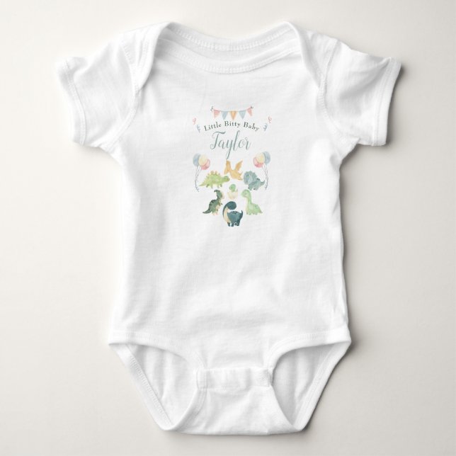Body Para Bebê Lindos Dinossauros Aquarela Personalizados (Frente)