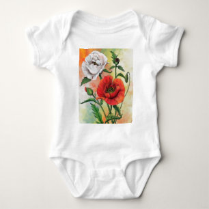 Body Para Bebê Lindos papas brancos vermelhos - Pintura migada
