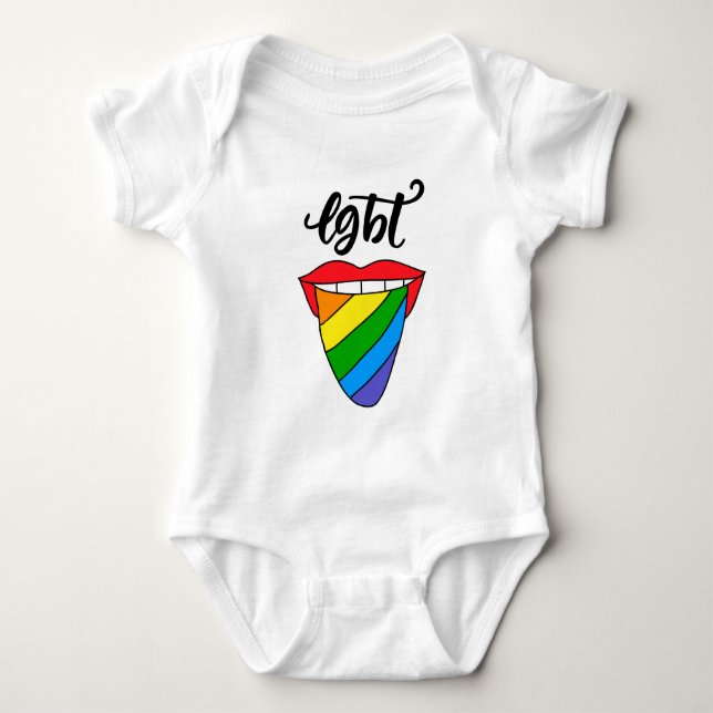 Body Para Bebê Língua arco-íris LGBT (Frente)