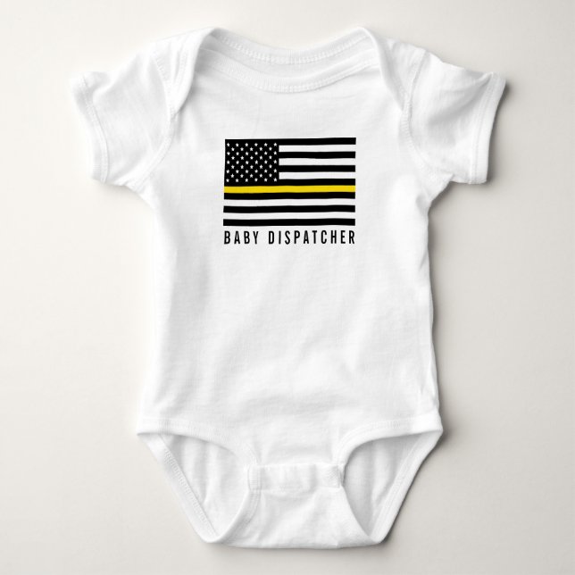 Body Para Bebê Linha amarela fina bandeira americana do expedidor (Frente)