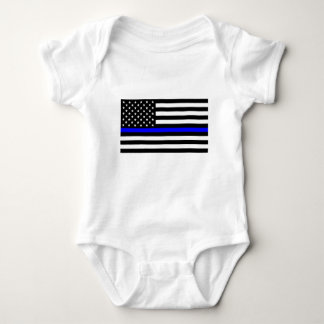 Body Para Bebê - Linha Azul Fino da Polícia de Bandeira dos EUA