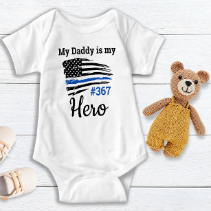 Body Para Bebê Linha Azul Fino Meu Pai é Minha Polícia Herói