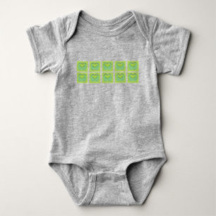 Body Para Bebê Linhas do Coração Verde e Amarelo