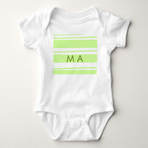 Body Para Bebê listras neon verdes padrão grego letra monograma