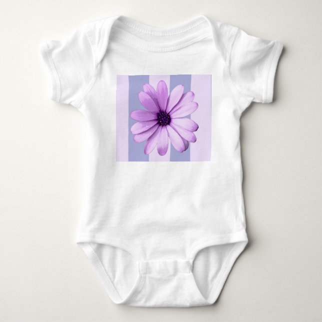 Body Para Bebê Listras pastel com padrão de Margaridas (Frente)