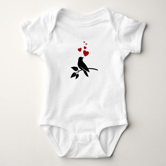 Body Para Bebê little bird with hearts (Frente)
