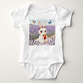 Body Para Bebê Little Bunny with Strawberry in Lavender Field