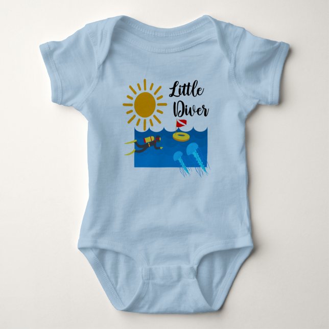Body Para Bebê Little Diver with Jelly Fish - Baby Jersey Bodysui (Frente)