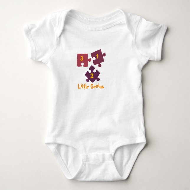 Body Para Bebê Little Genius Puzzle Baby Bodysuit . (Frente)