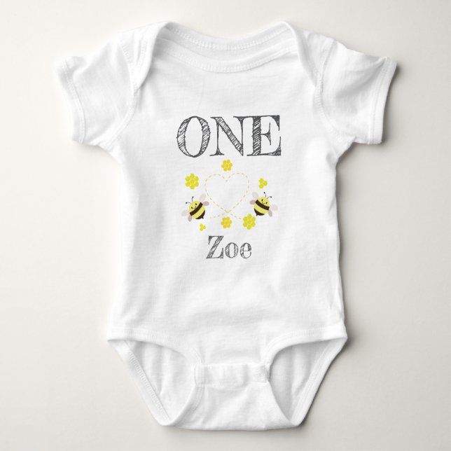 Body Para Bebê Little Honey Bodysuit Kids 1st Birthday (Frente)