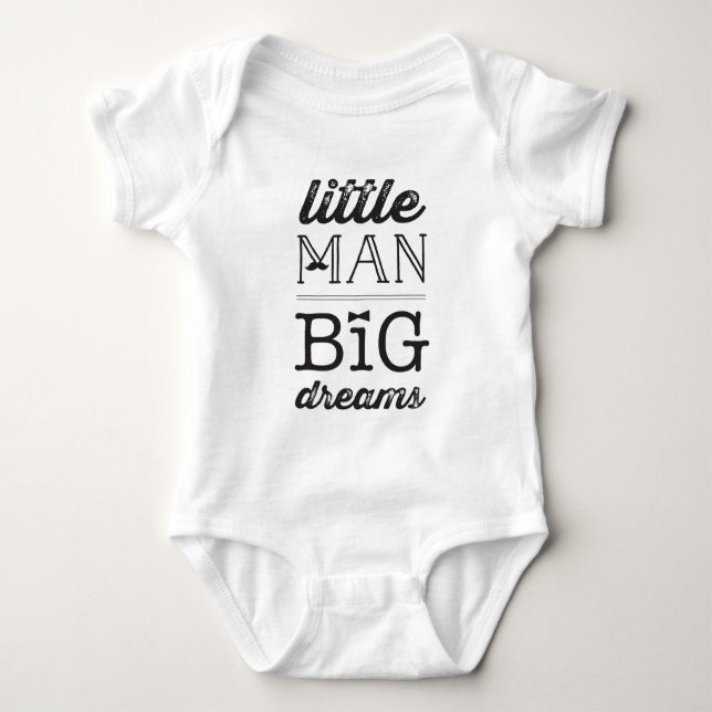 Body Para Bebê Little Man Big Dreams Clássico Boy T-shirt (Frente)