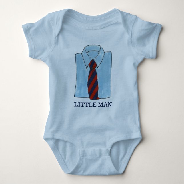 Body Para Bebê Little Man Blue Shirt Tie Menswear Fashion Boy (Frente)