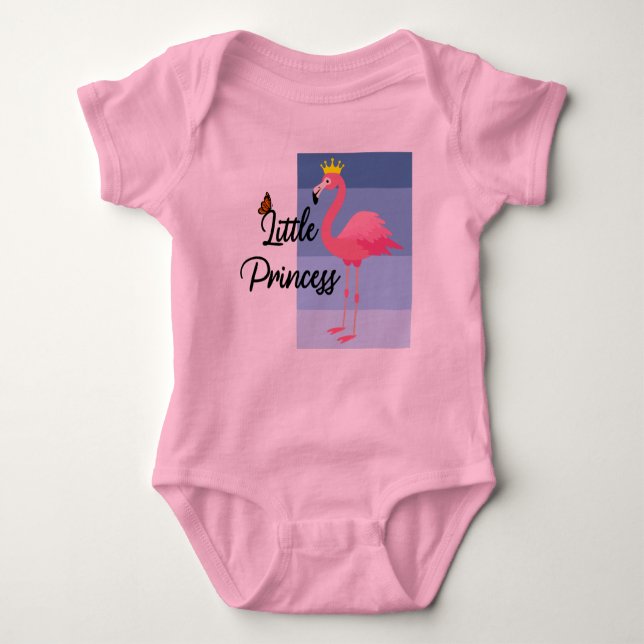 Body Para Bebê Little Princess Pink Flamingo Design - Baby Jersey (Frente)