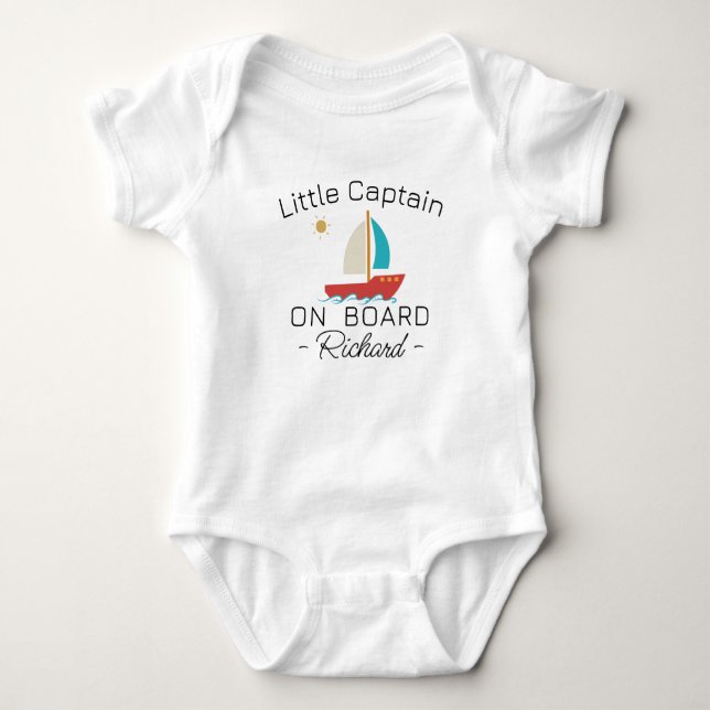 Body Para Bebê Little Sailboat Captain Custom Pregnancy Reveal (Frente)