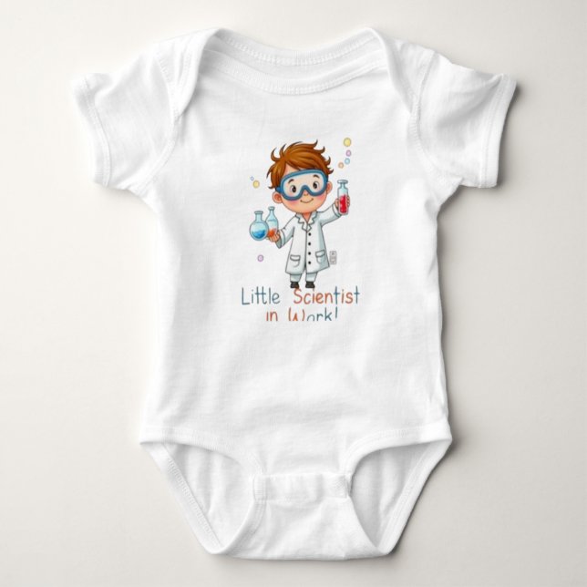 Body Para Bebê Little Scientist at Work” Cute Kids Science  (Frente)