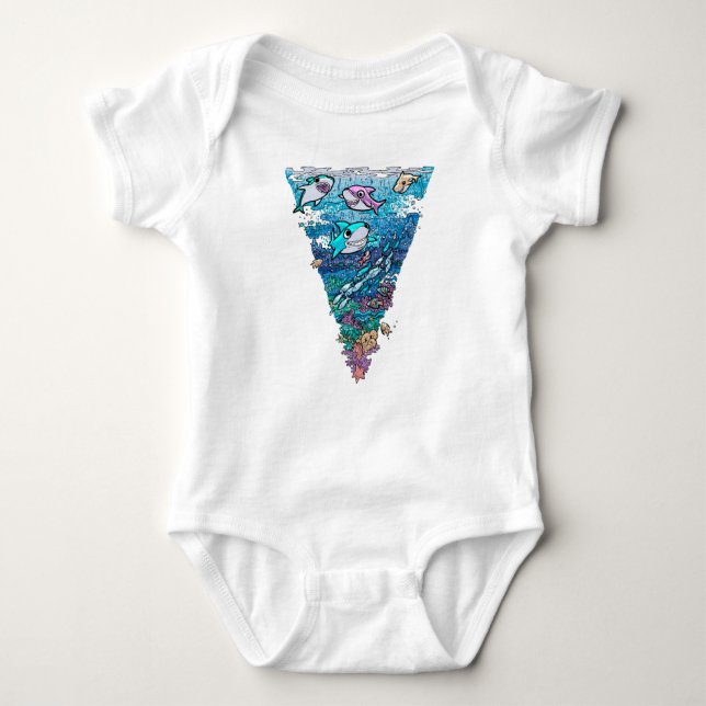 Body Para Bebê Little Shark Doodle (Frente)