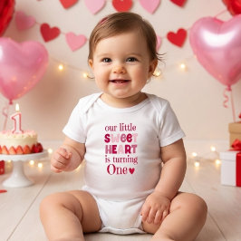 Body Para Bebê Little Sweetheart Valentine Turning One Birthday