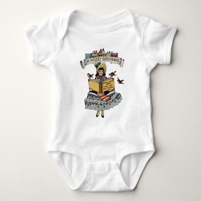 Body Para Bebê Livro Antigo Criança com Papai Noel (Frente)
