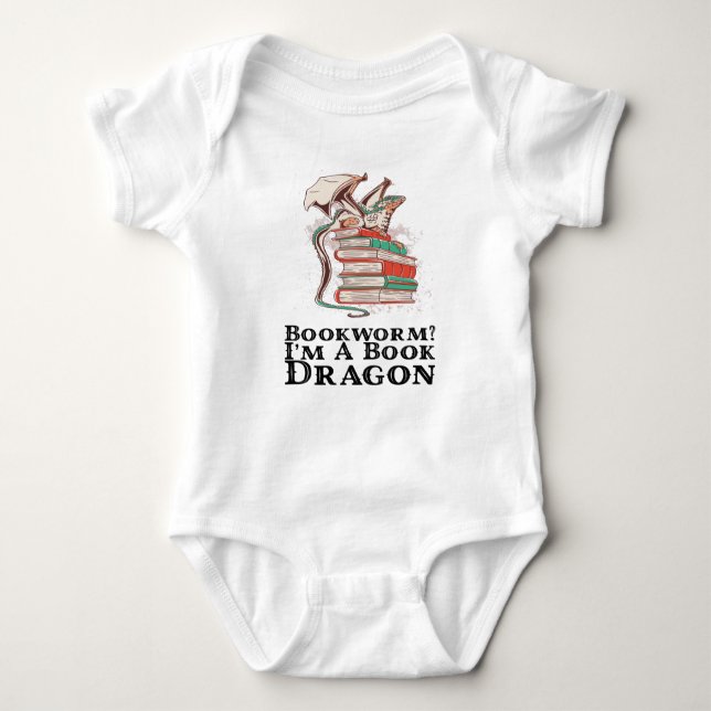 Body Para Bebê Livros - Bookworm? Eu sou um Dragão de Livro (Frente)