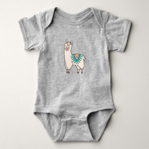 Body Para Bebê llama alpaca de desenho animado sorridente e feliz