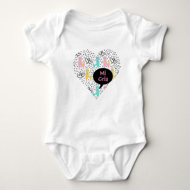 Body Para Bebê Llama, Meu Bebê Llama, Mi Cria, Baby Bodysuit, Gif (Frente)