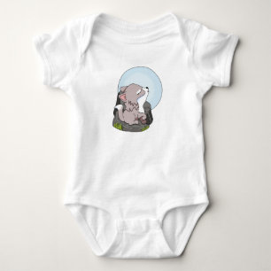 Body Para Bebê Lobo Bebê Uivando Para a Lua