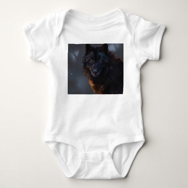 Body Para Bebê Lobo Negro (Frente)