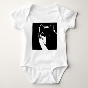 Body Para Bebê Lobo Negro e Branco